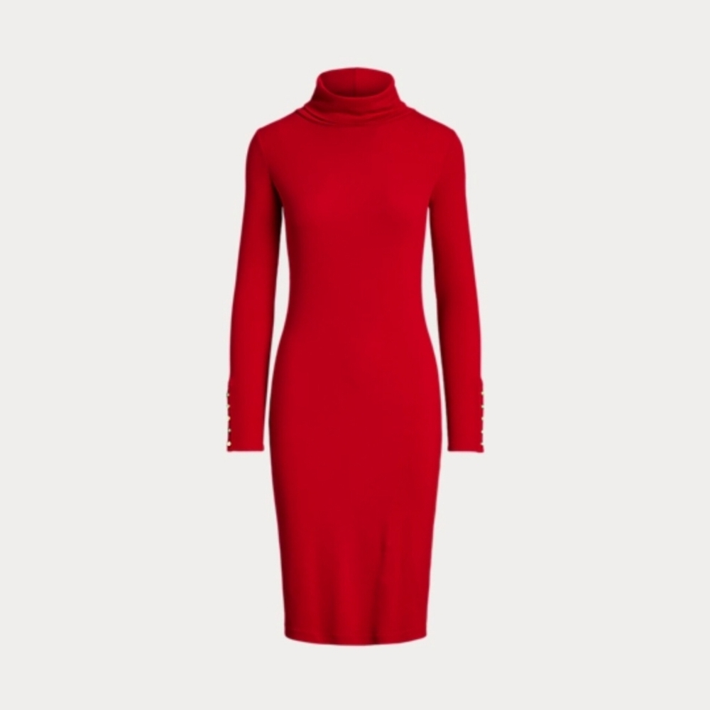 š„Ralph Lauren | Cotton-Blend Turtleneck Dress - Picture 4 of 12
